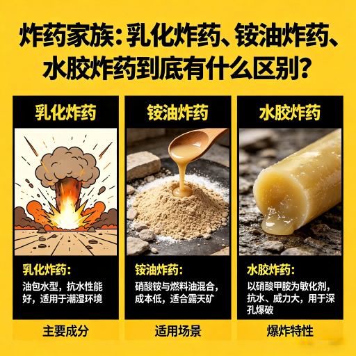 曲沃炸药家族：乳化炸药、铵油炸药、水胶炸药到底有什么区别？